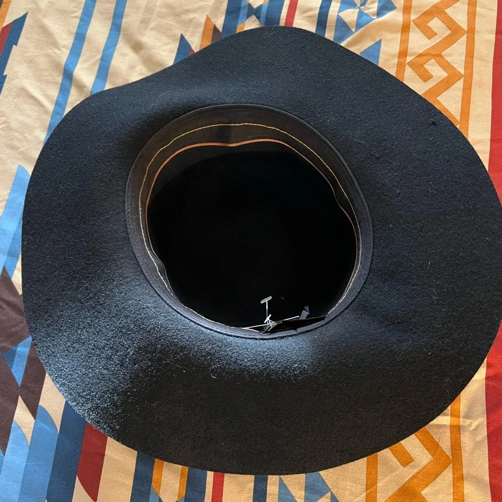 Frye Black Wide Brim Wool Felt Hat